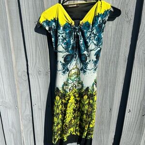Roberto Cavalli Yellow and Blue Dress